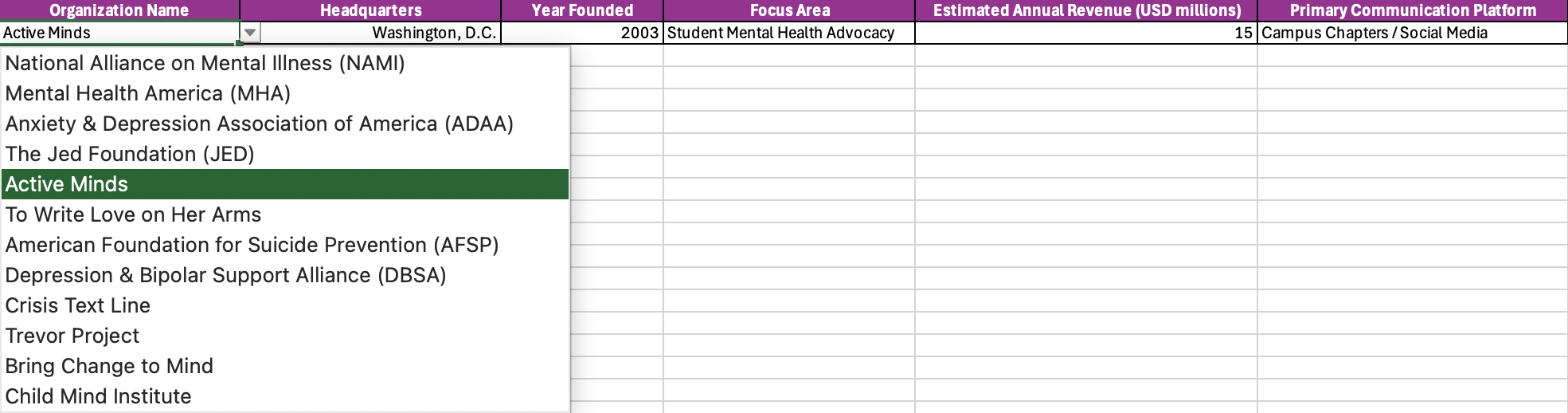 data set using xlookup function